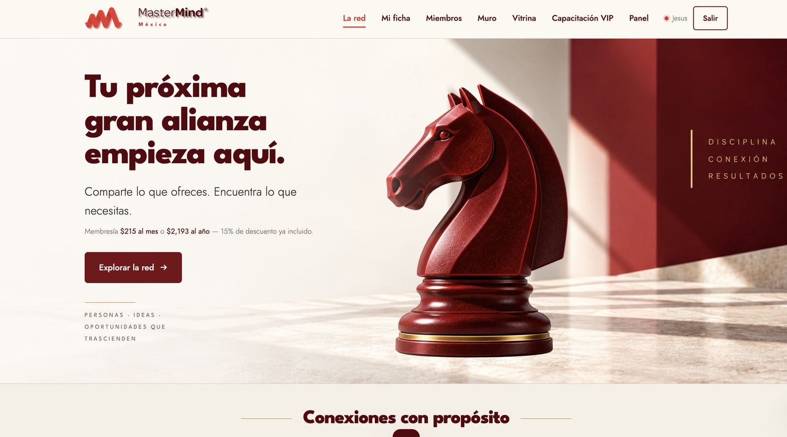 Portada de red.qmastermindmexico.com: red de membresía empresarial MasterMind México